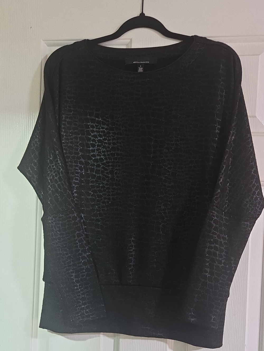 White House Black Market Black Dolman Banded Bottom Top
